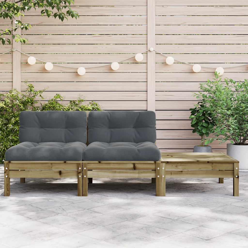 Thumbnail - vidaXL Gartensofa mit Kissen und Hocker 2-Sitzer