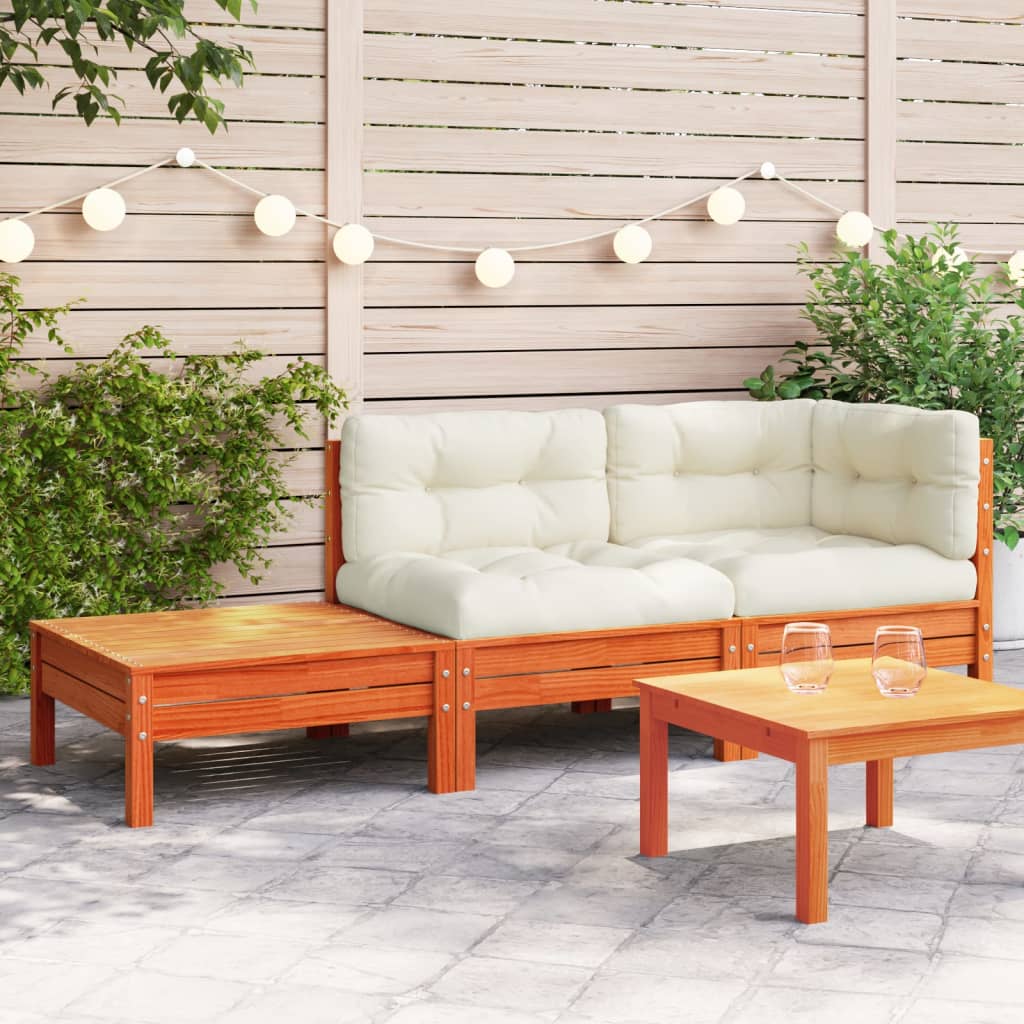 vidaXL Gartensofa mit Kissen und Fußhocker Massivholz Kiefer