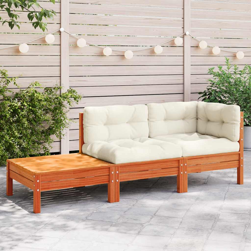 vidaXL Gartensofa mit Kissen und Fußhocker Massivholz Kiefer