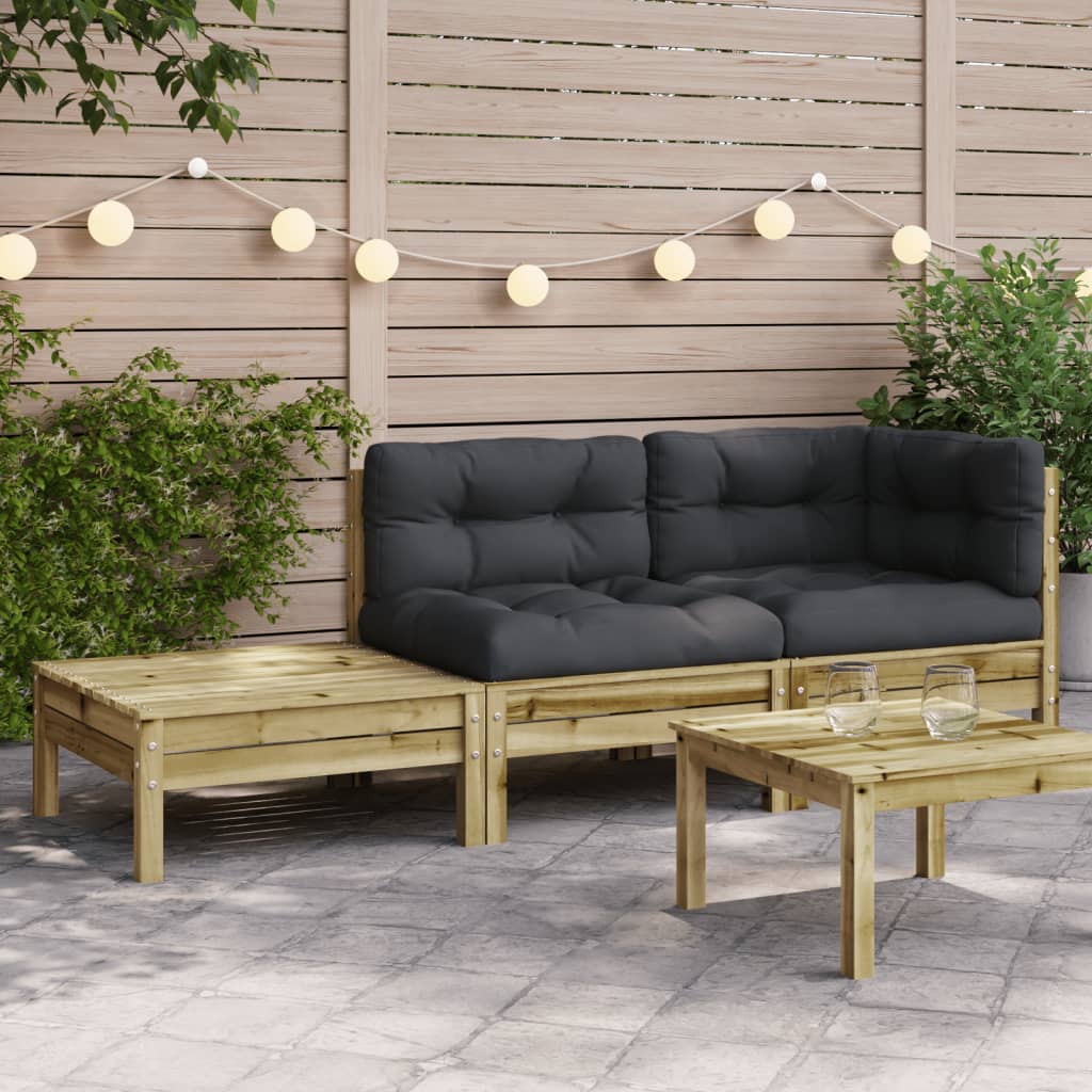 vidaXL Gartensofa mit Kissen und Fußhocker Kiefernholz Imprägniert