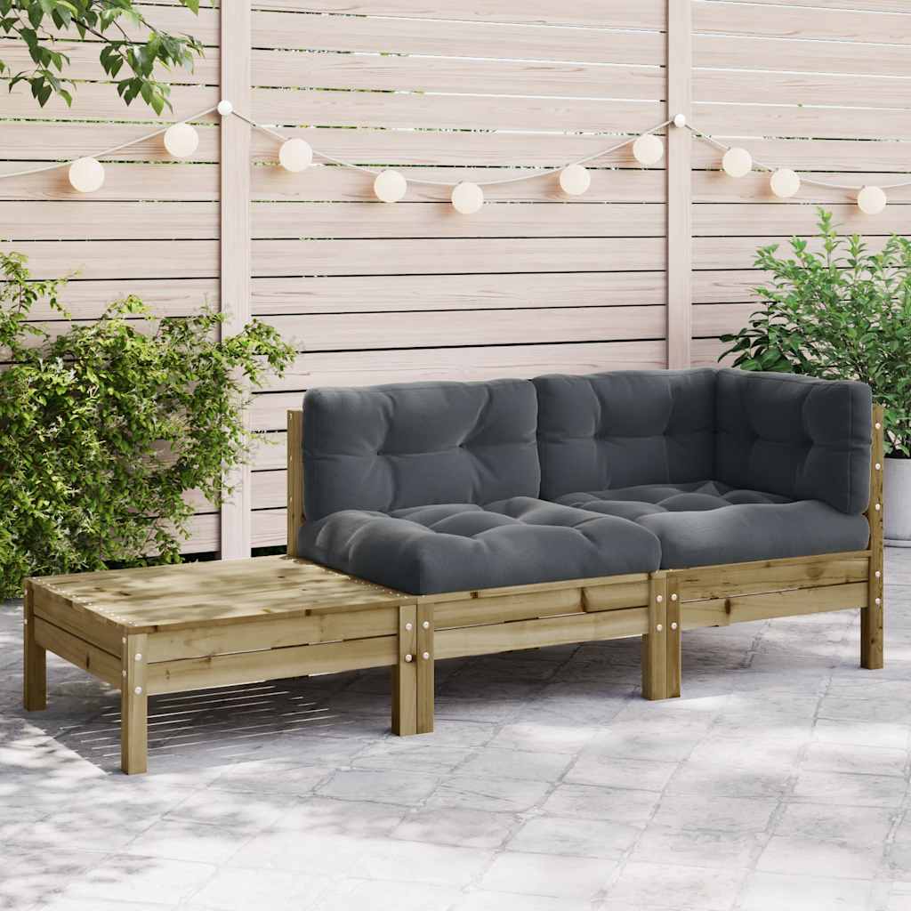 vidaXL Gartensofa mit Kissen und Fußhocker Kiefernholz Imprägniert