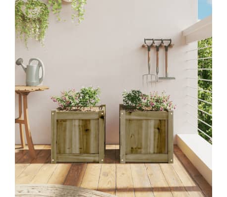 vidaXL Jardini&egrave;res 2 pcs bois de pin impr&eacute;gn&eacute;