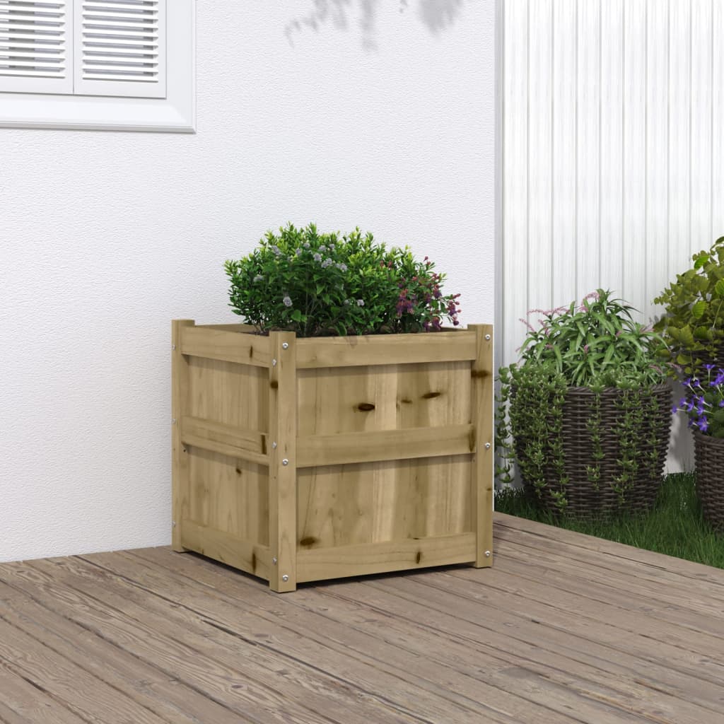 vidaXL Jardinieră de grădină, 50x50x50 cm, lemn de pin impregnat