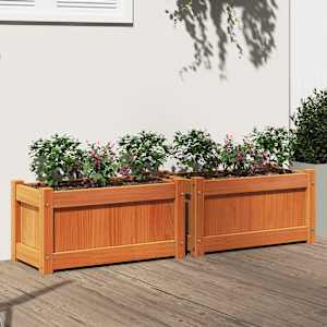 Vrtno cvetlično korito 2 kosa voščeno rjava trdna borovina