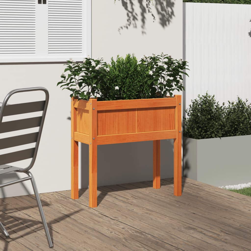 vidaXL Plantenbak met poten 70x31x70 cm grenenhout wasbruin afbeelding