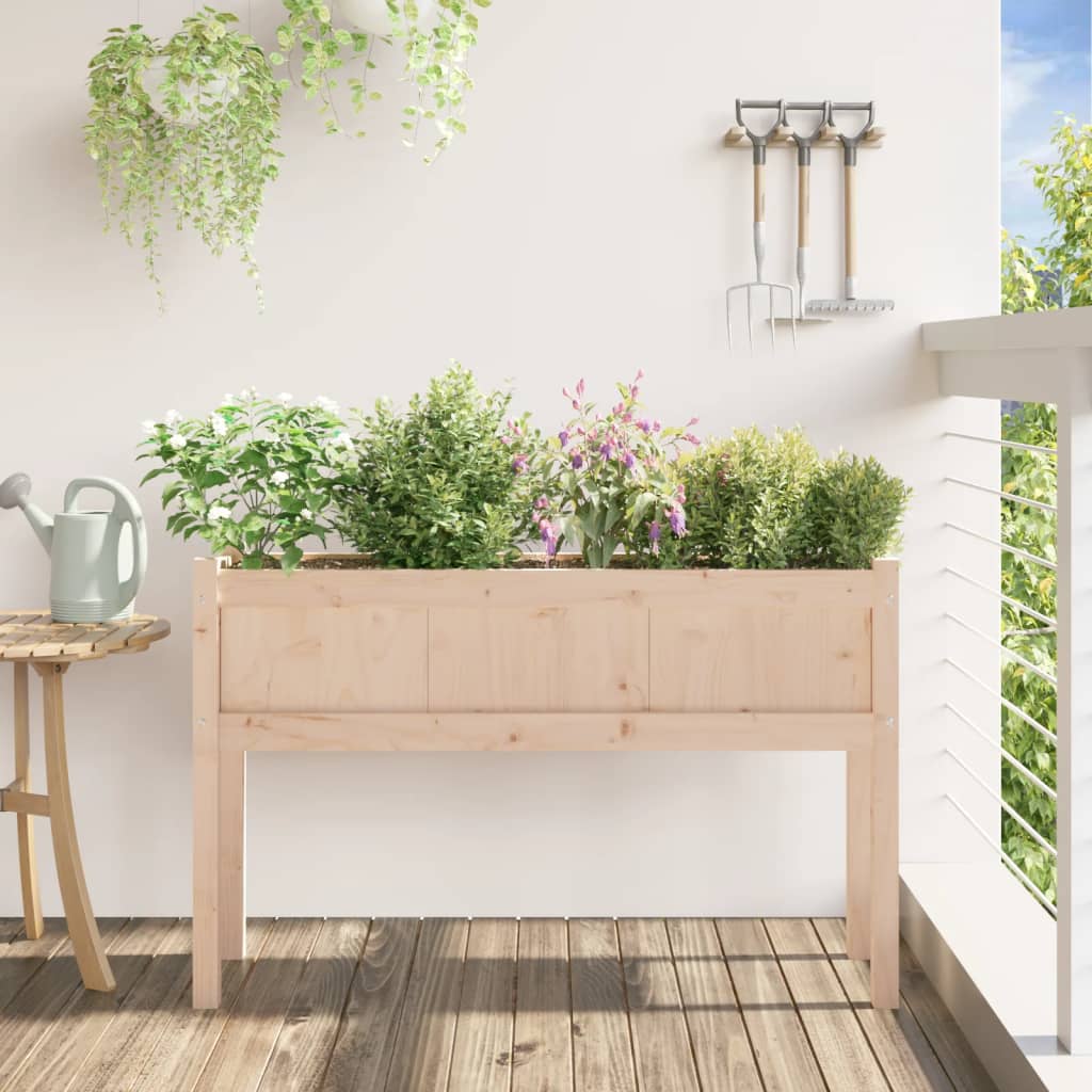 vidaXL Plantenbak met poten 110x31x70 cm massief grenenhout afbeelding