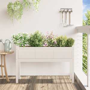Zahradní truhlík s nohami bílý 110x31x70 cm masivní borovice - obrázek 3