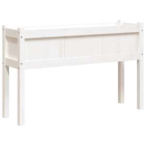 Zahradní truhlík s nohami bílý 110x31x70 cm masivní borovice - obrázek 7