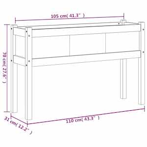 Zahradní truhlík s nohami bílý 110x31x70 cm masivní borovice - obrázek 11