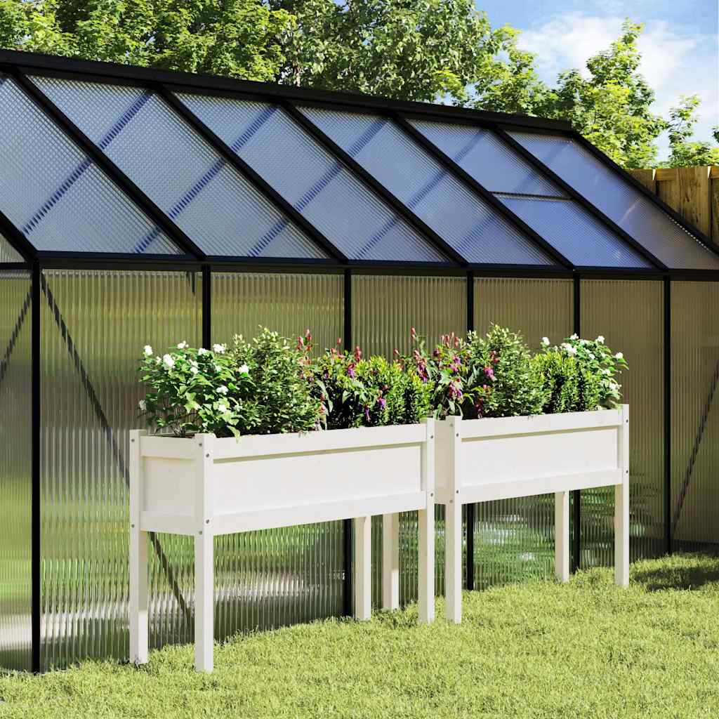 vidaXL Pflanzkübel 2 Stk. mit Beinen Weiß Massivholz Kiefer