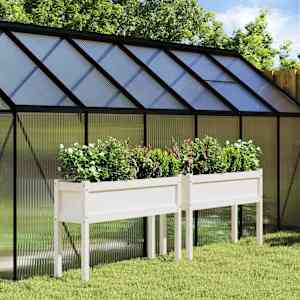 Vrtno korito z nogami belo 2 kosa trdna borovina