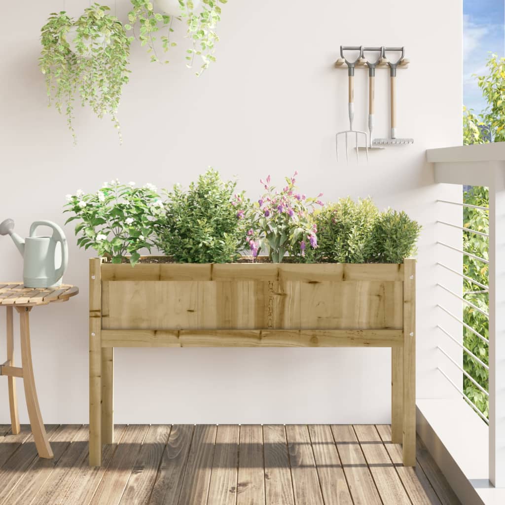 vidaXL Plantenbak met poten 110x31x70 cm geïmpregneerd grenenhout afbeelding