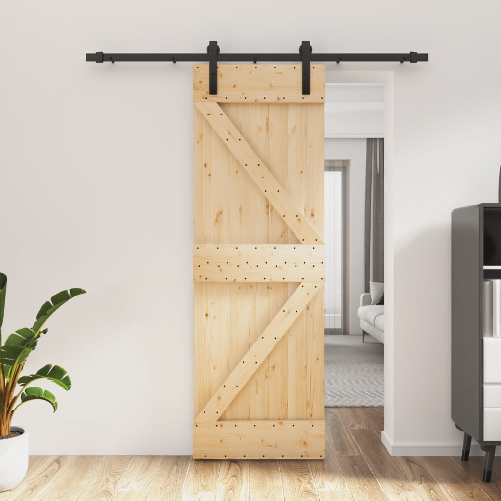 vidaXL Liukuovi asennustarvikkeineen 70x210 cm täysi mänty