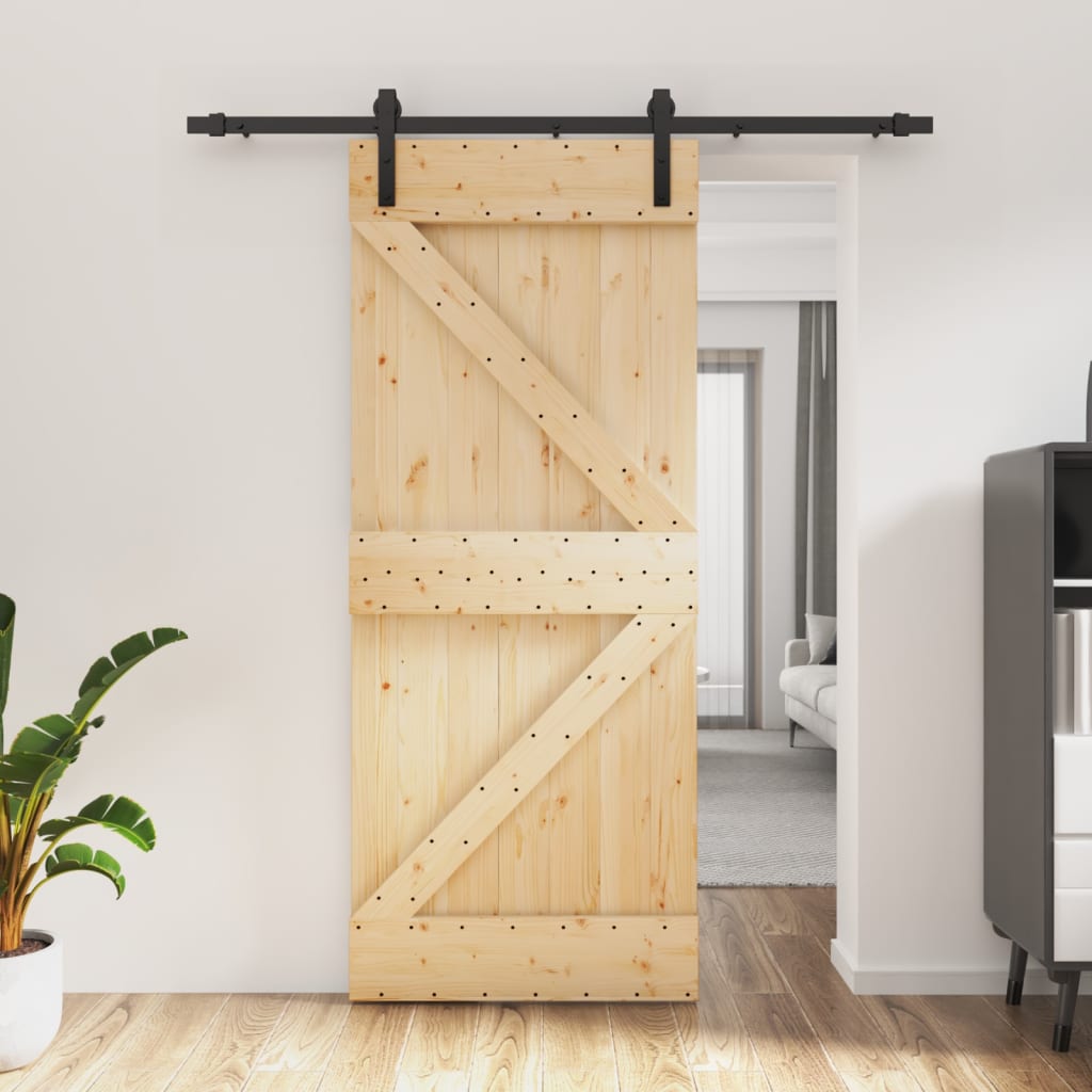 vidaXL Liukuovi asennustarvikkeineen 85x210 cm täysi mänty