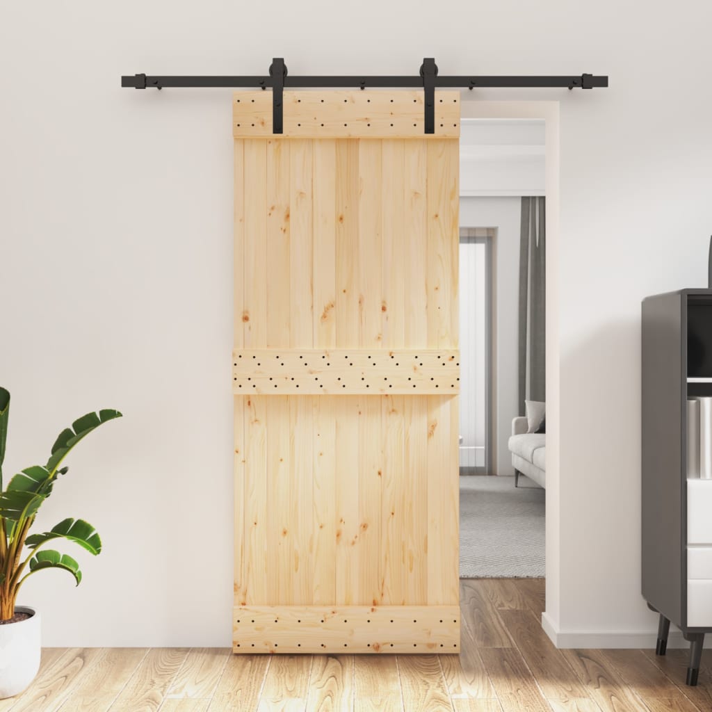 vidaXL Liukuovi asennustarvikkeineen 85x210 cm täysi mänty