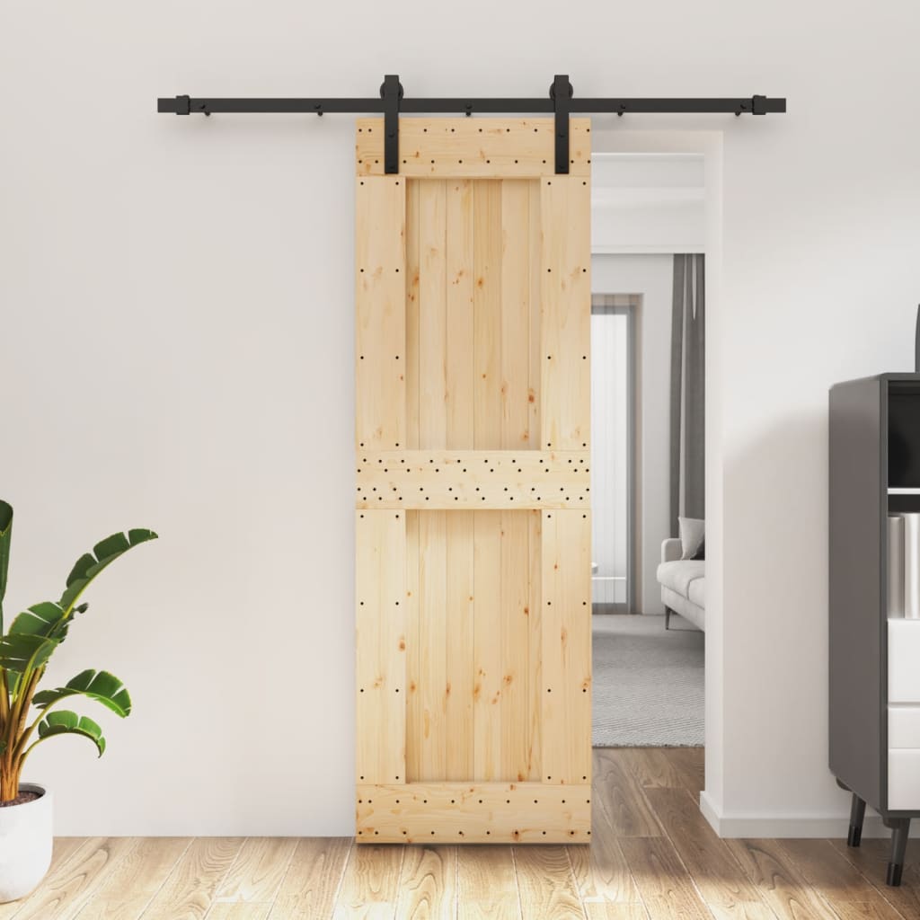 Porta Scorrevole con Set Hardware 70x210 cm Legno Massello Pino