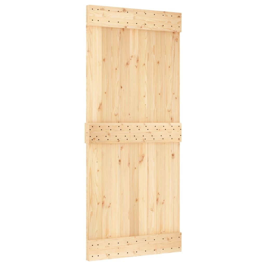 vidaXL Schuifdeur met beslag 90x210 cm massief grenenhout afbeelding