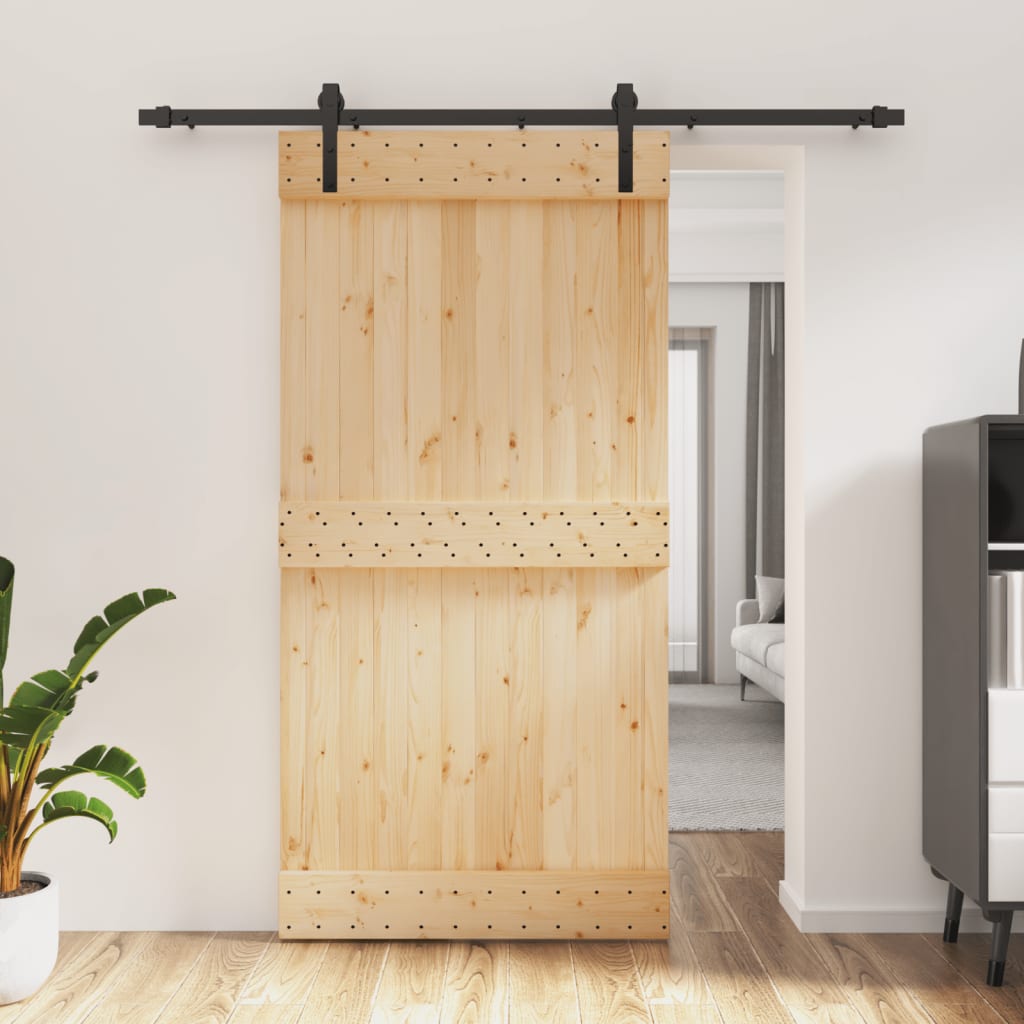 vidaXL Ușă glisantă cu set feronerie, 100x210 cm, lemn masiv de pin