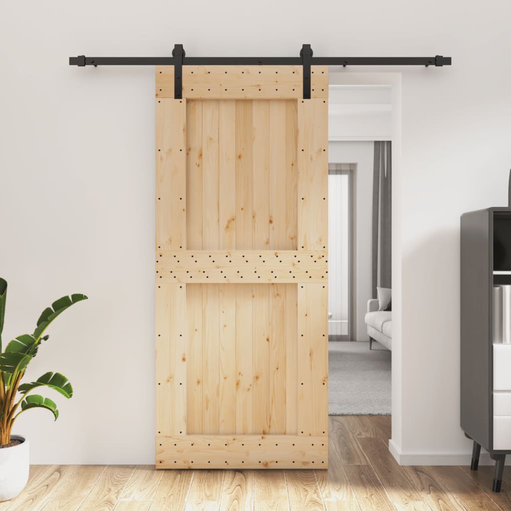 vidaXL Liukuovi asennustarvikkeineen 90x210 cm täysi mänty