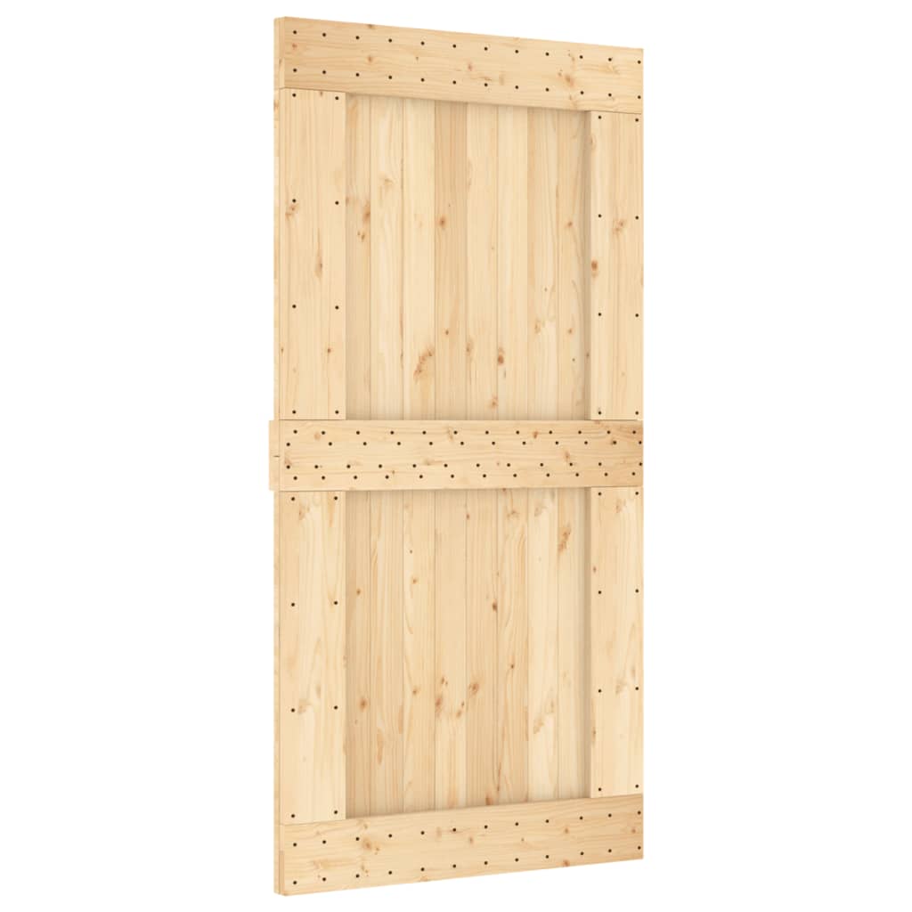 vidaXL Schuifdeur met beslag 100x210 cm massief grenenhout afbeelding