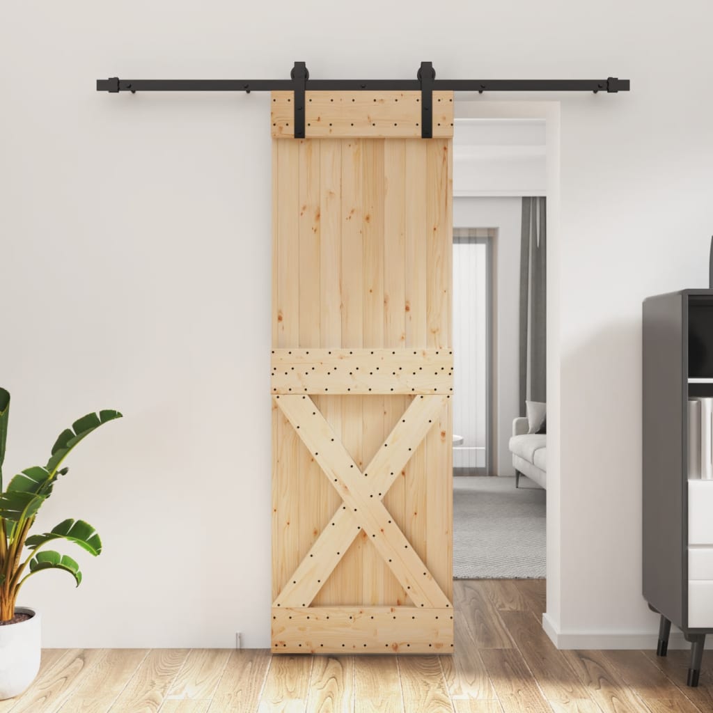 vidaXL Liukuovi asennustarvikkeineen 70x210 cm täysi mänty