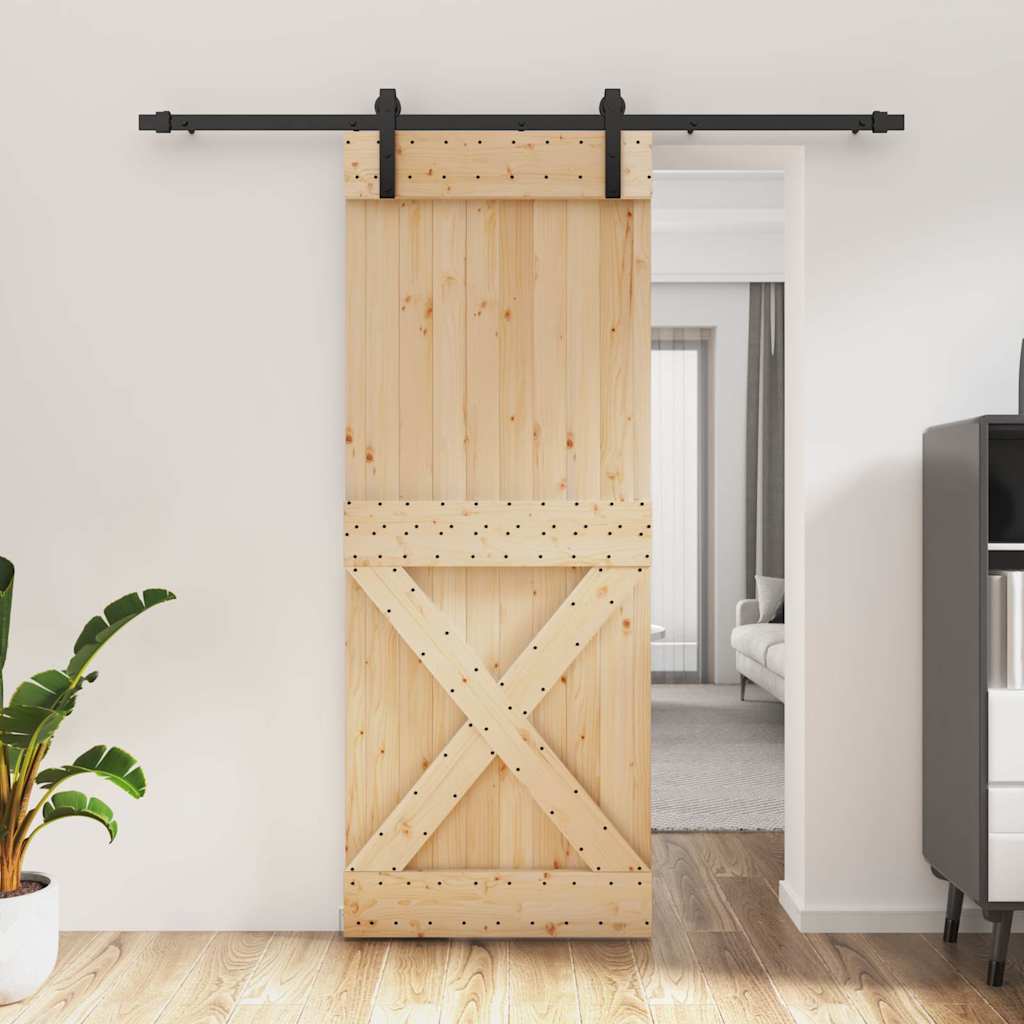 vidaXL Liukuovi asennustarvikkeineen 80x210 cm täysi mänty