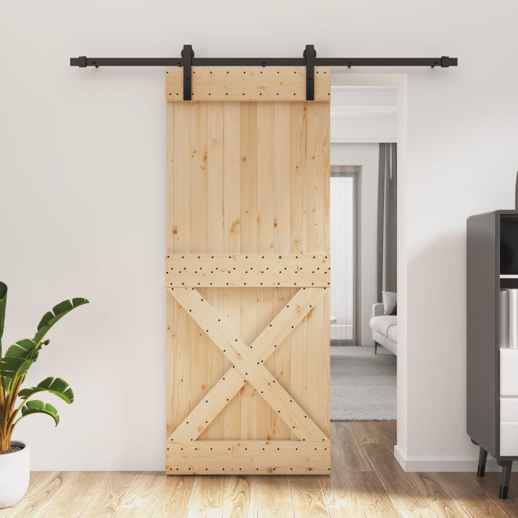 vidaXL Liukuovi asennustarvikkeineen 85x210 cm täysi mänty
