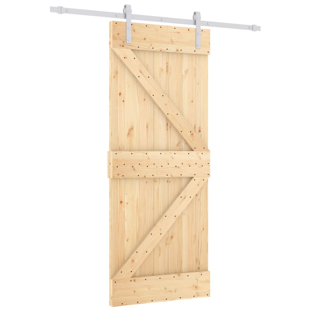 vidaXL Schuifdeur met beslag 85x210 cm massief grenenhout