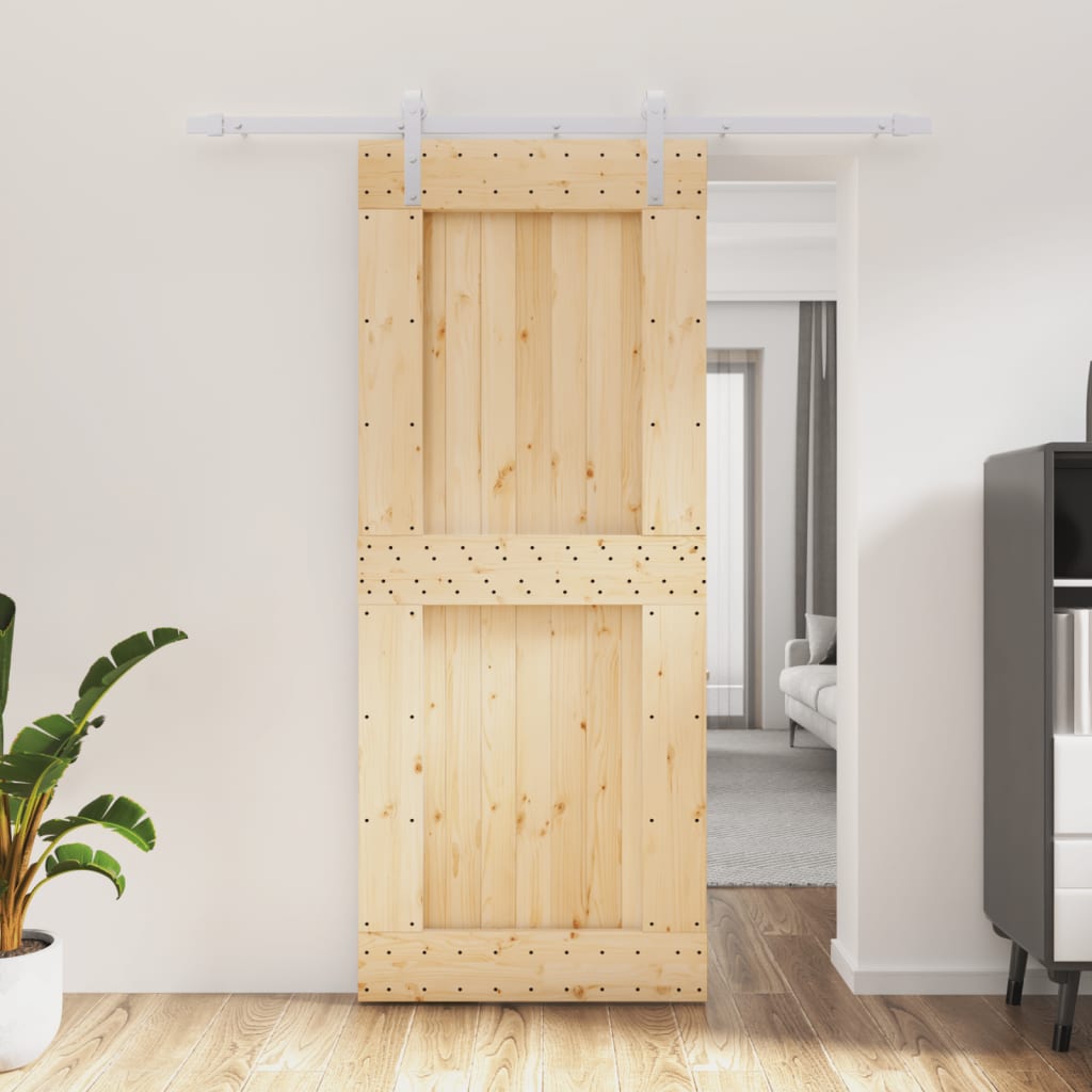 vidaXL Liukuovi asennustarvikkeineen 85x210 cm täysi mänty