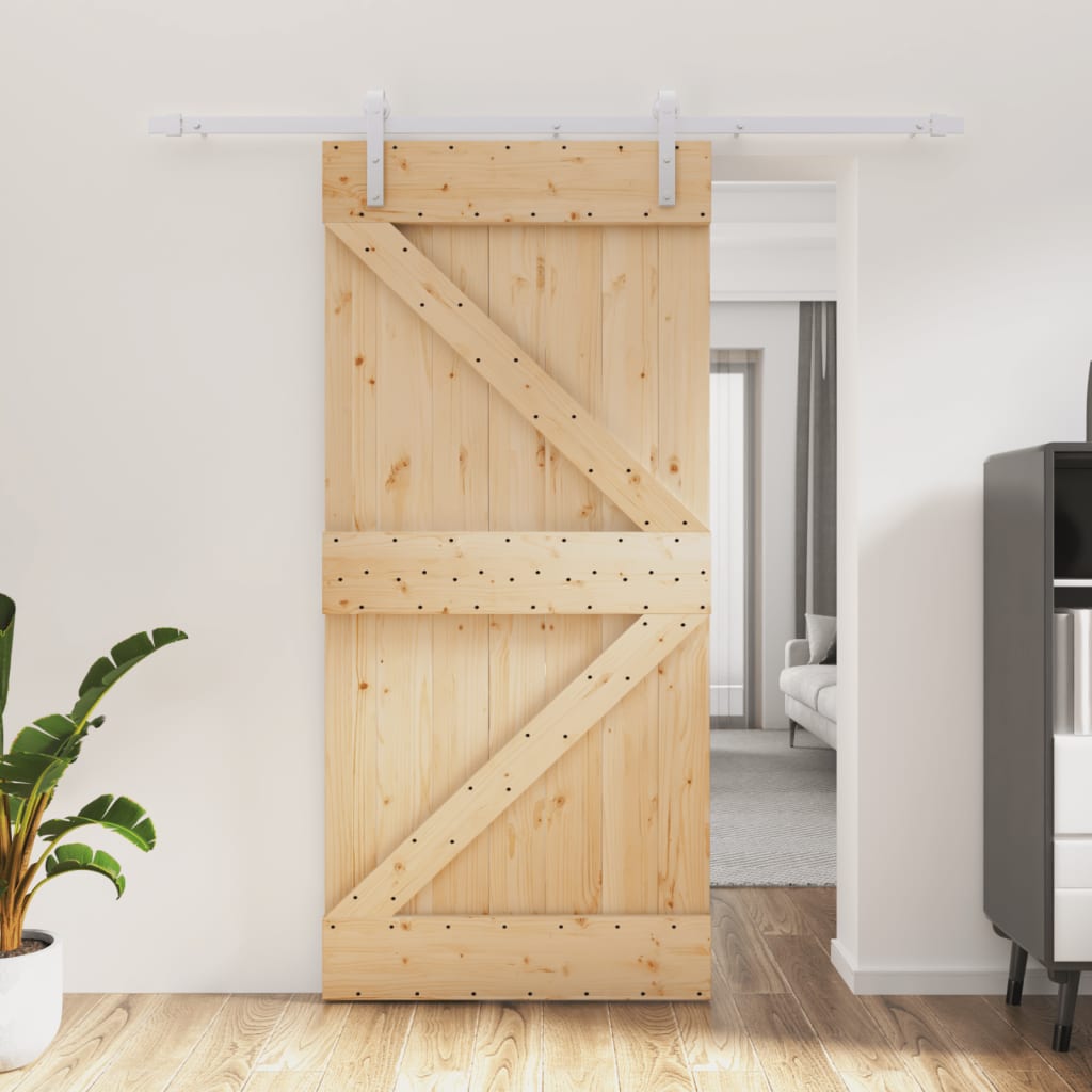 vidaXL Liukuovi asennustarvikkeineen 95x210 cm täysi mänty