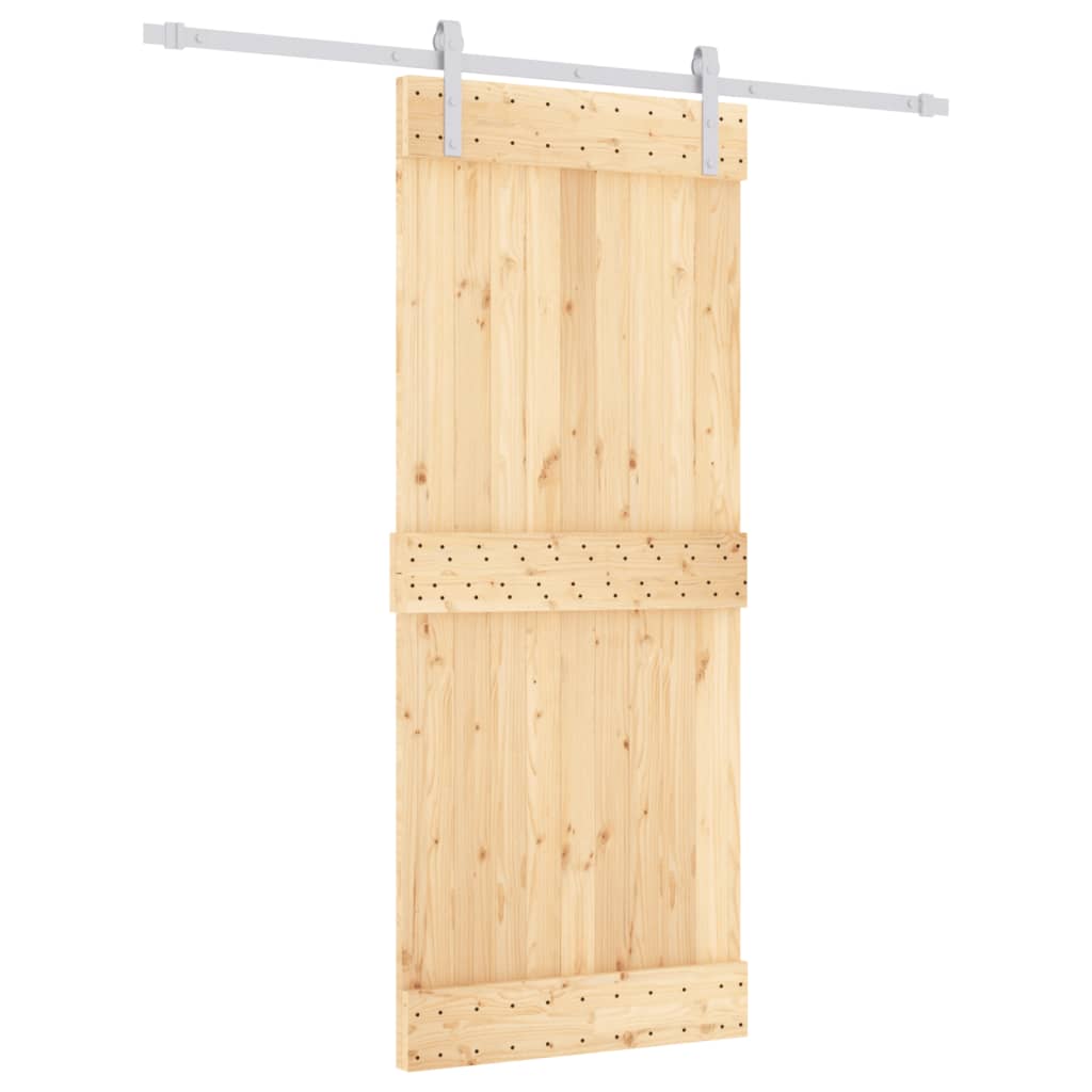 vidaXL Schuifdeur met beslag 85x210 cm massief grenenhout