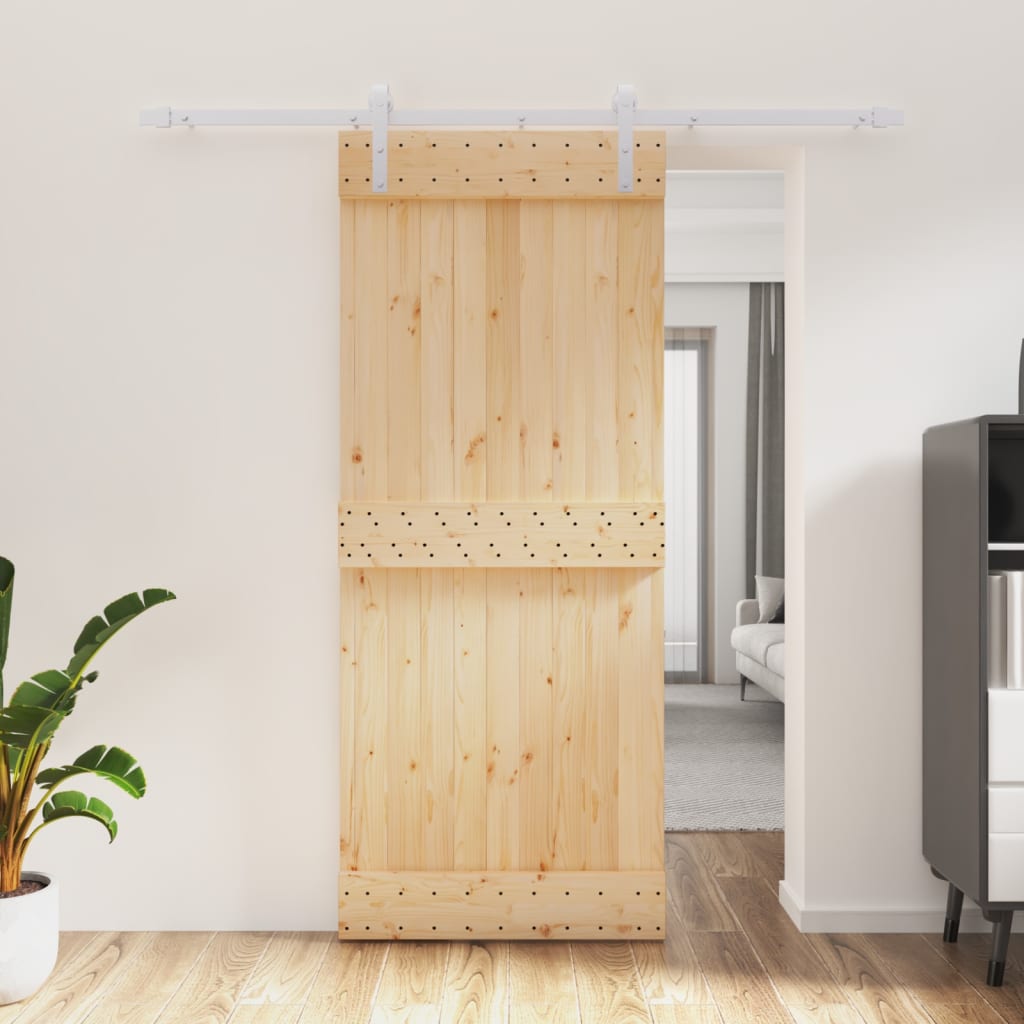 vidaXL Liukuovi asennustarvikkeineen 85x210 cm täysi mänty