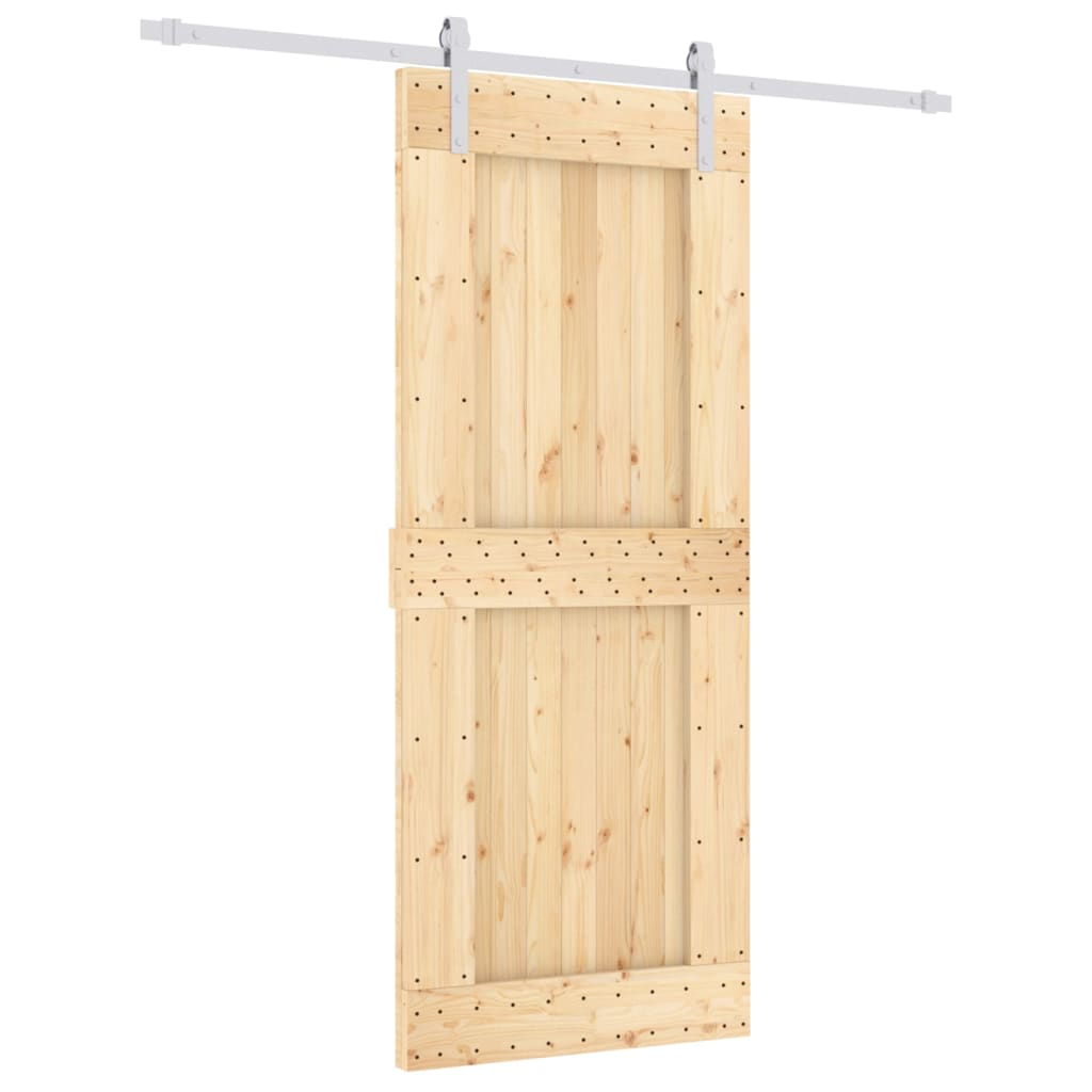 vidaXL Schuifdeur met beslag 85x210 cm massief grenenhout