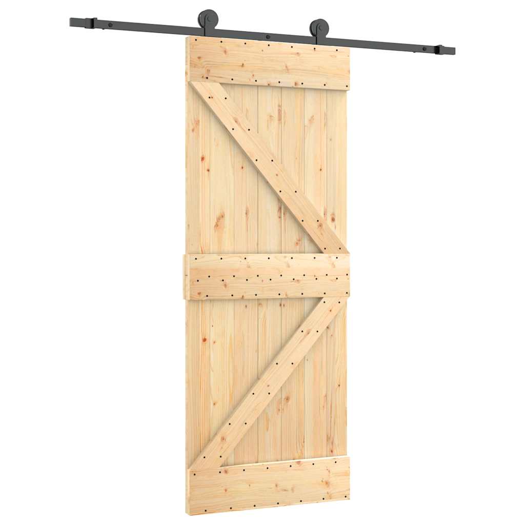 vidaXL Posuvné dveře s kováním 85 x 210 cm masivní borové dřevo