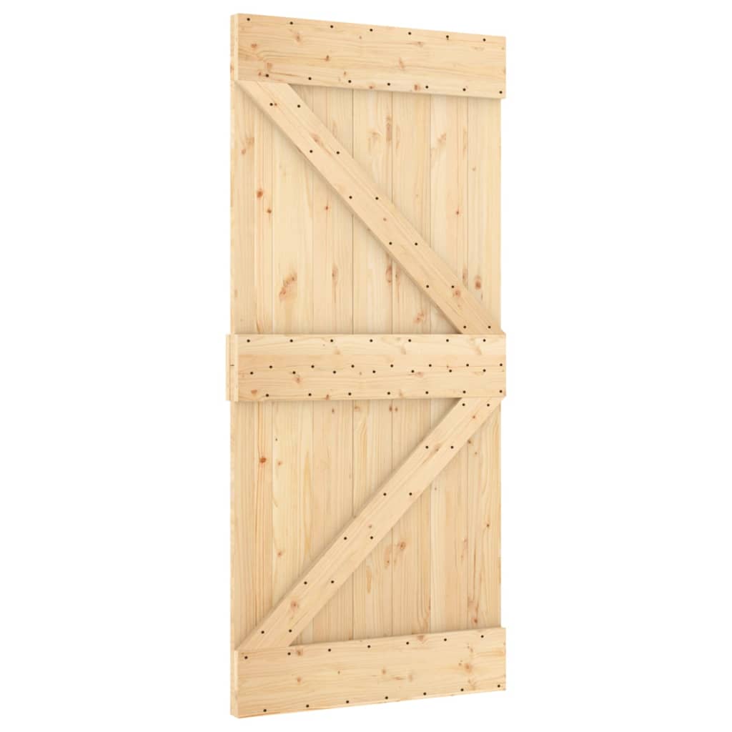 vidaXL Schuifdeur met beslag 95x210 cm massief grenenhout afbeelding