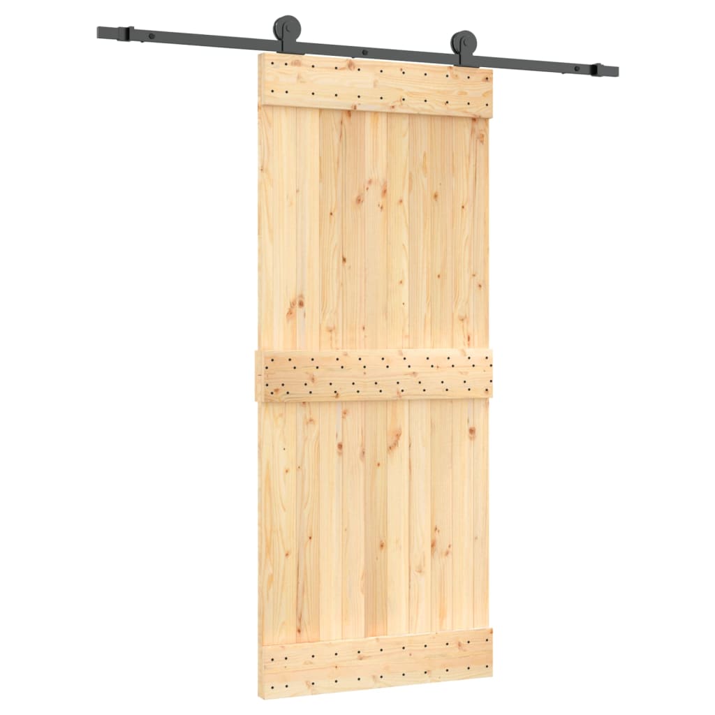 vidaXL Posuvné dveře s kováním 85 x 210 cm masivní borové dřevo