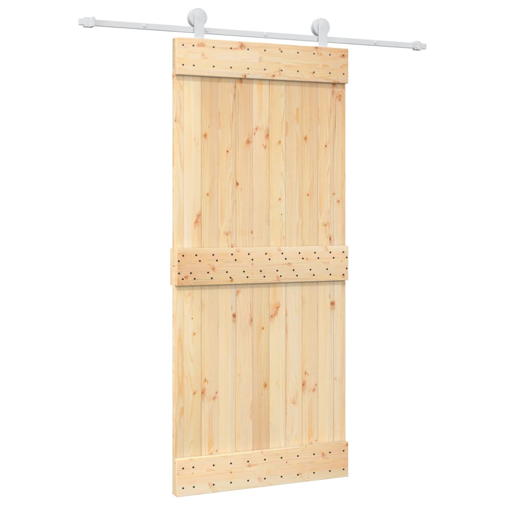 vidaXL Posuvné dveře s kováním 90 x 210 cm masivní borové dřevo