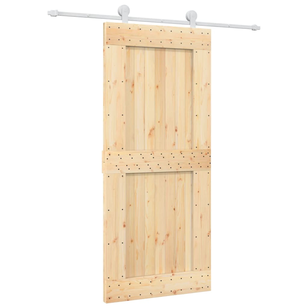 vidaXL Schuifdeur met beslag 90x210 cm massief grenenhout