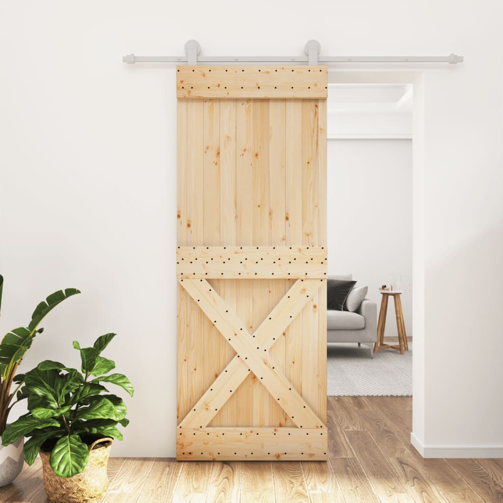 vidaXL Liukuovi asennustarvikkeineen 80x210 cm täysi mänty