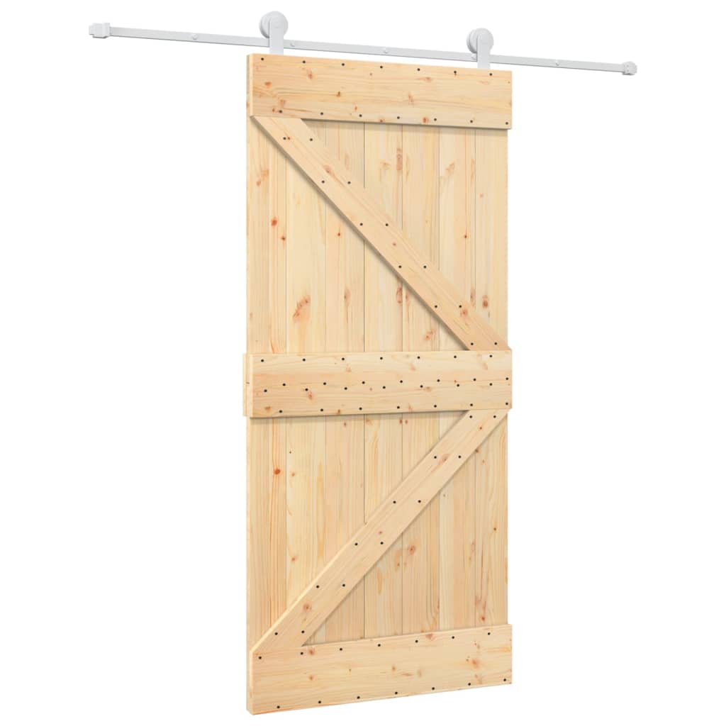 vidaXL Schuifdeur met beslag 95x210 cm massief grenenhout