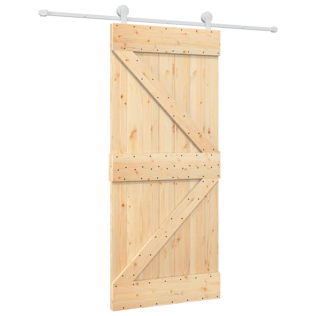 vidaXL Posuvné dveře s kováním 90 x 210 cm masivní borové dřevo