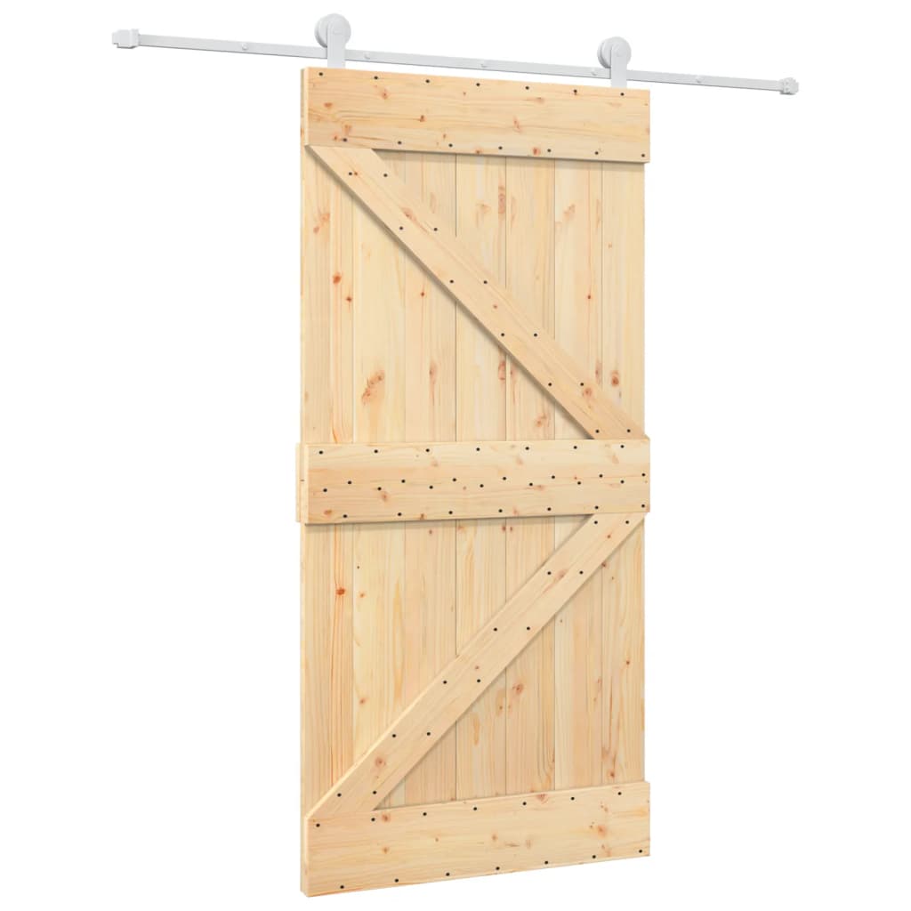 vidaXL Posuvné dveře s kováním 100 x 210 cm masivní borové dřevo
