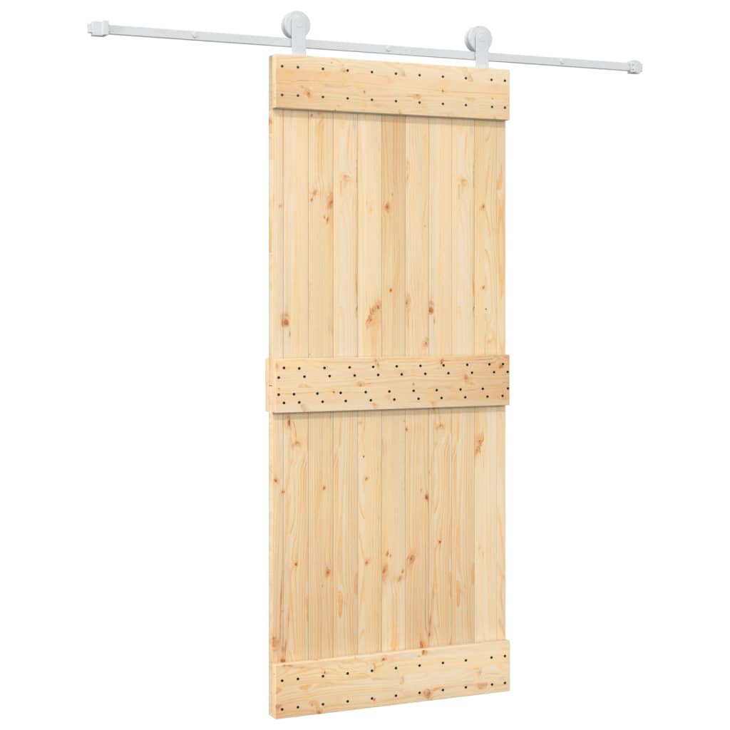 vidaXL Schuifdeur met beslag 85x210 cm massief grenenhout