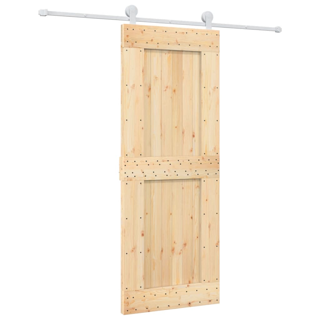 vidaXL Posuvné dveře s kováním 80 x 210 cm masivní borové dřevo
