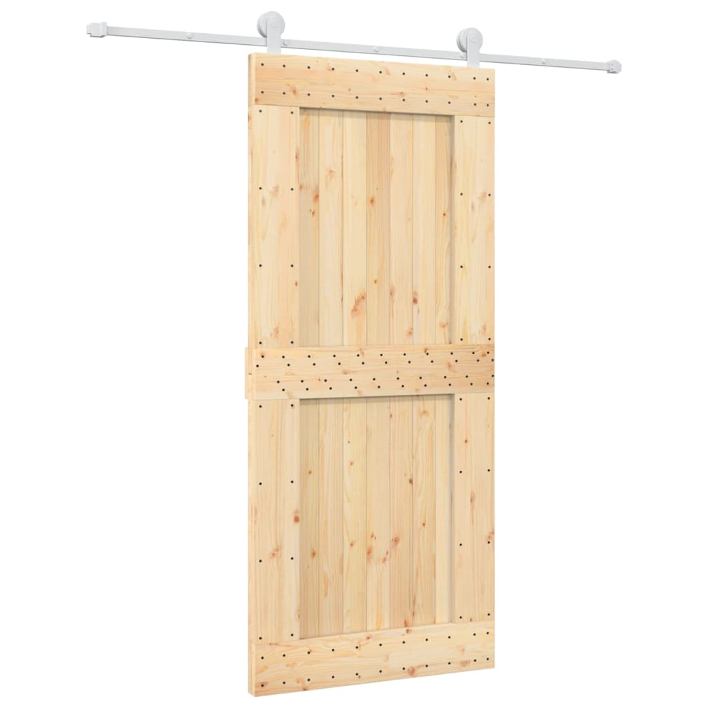 vidaXL Schuifdeur met beslag 90x210 cm massief grenenhout