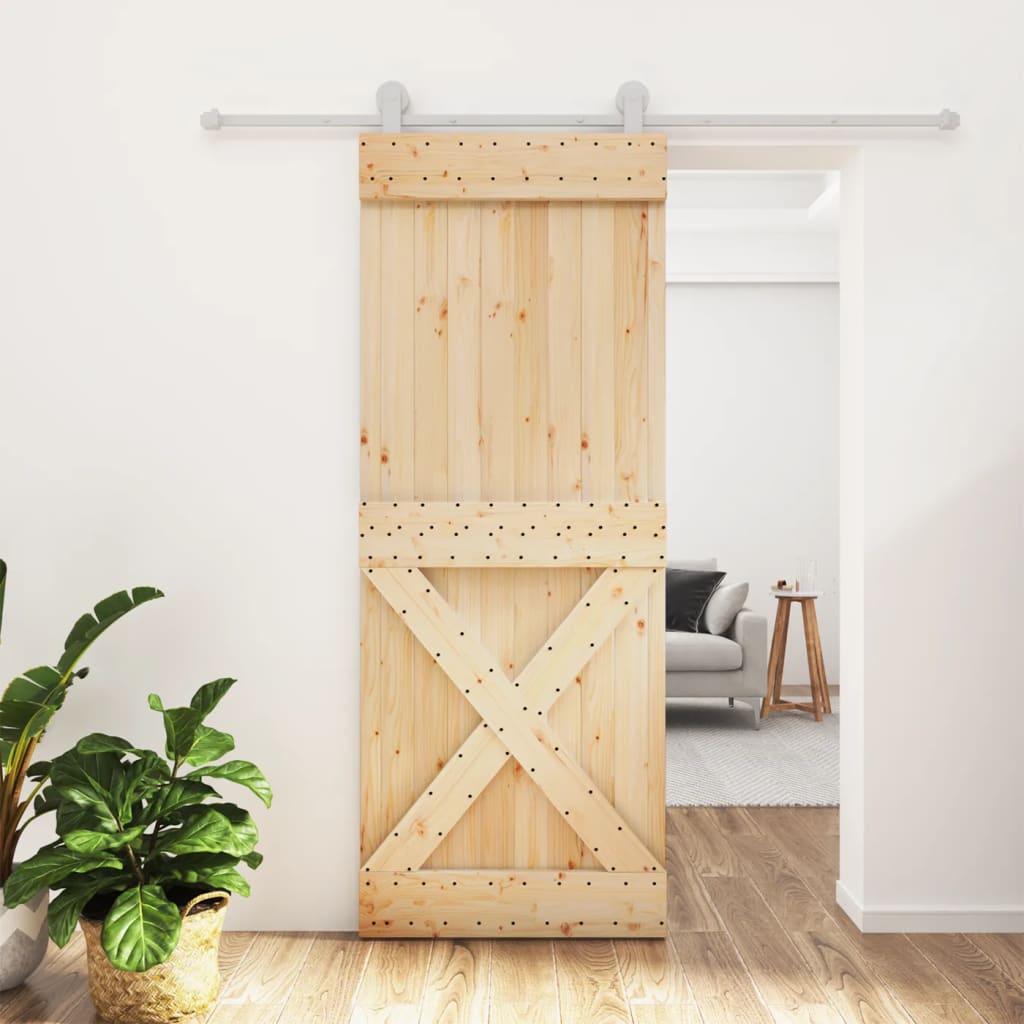vidaXL Liukuovi asennustarvikkeineen 80x210 cm täysi mänty