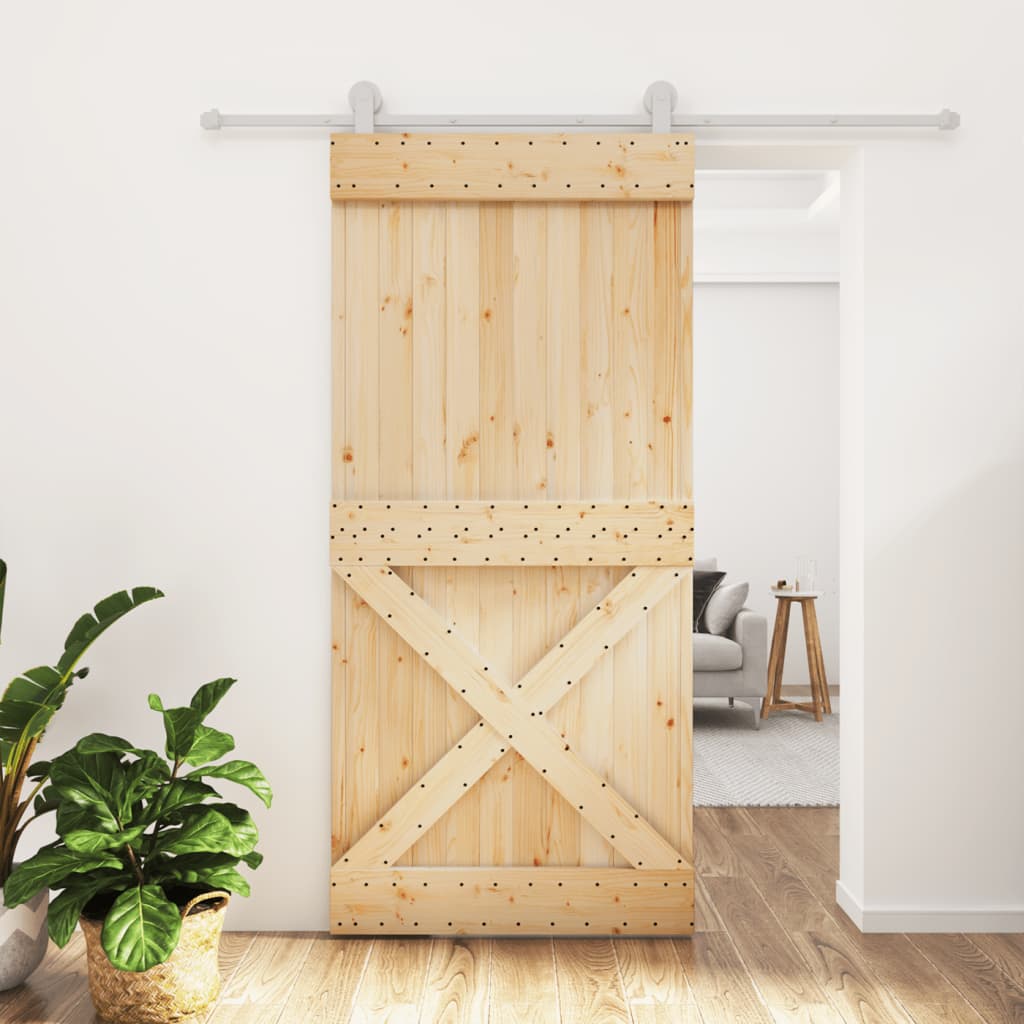 vidaXL Liukuovi asennustarvikkeineen 95x210 cm täysi mänty