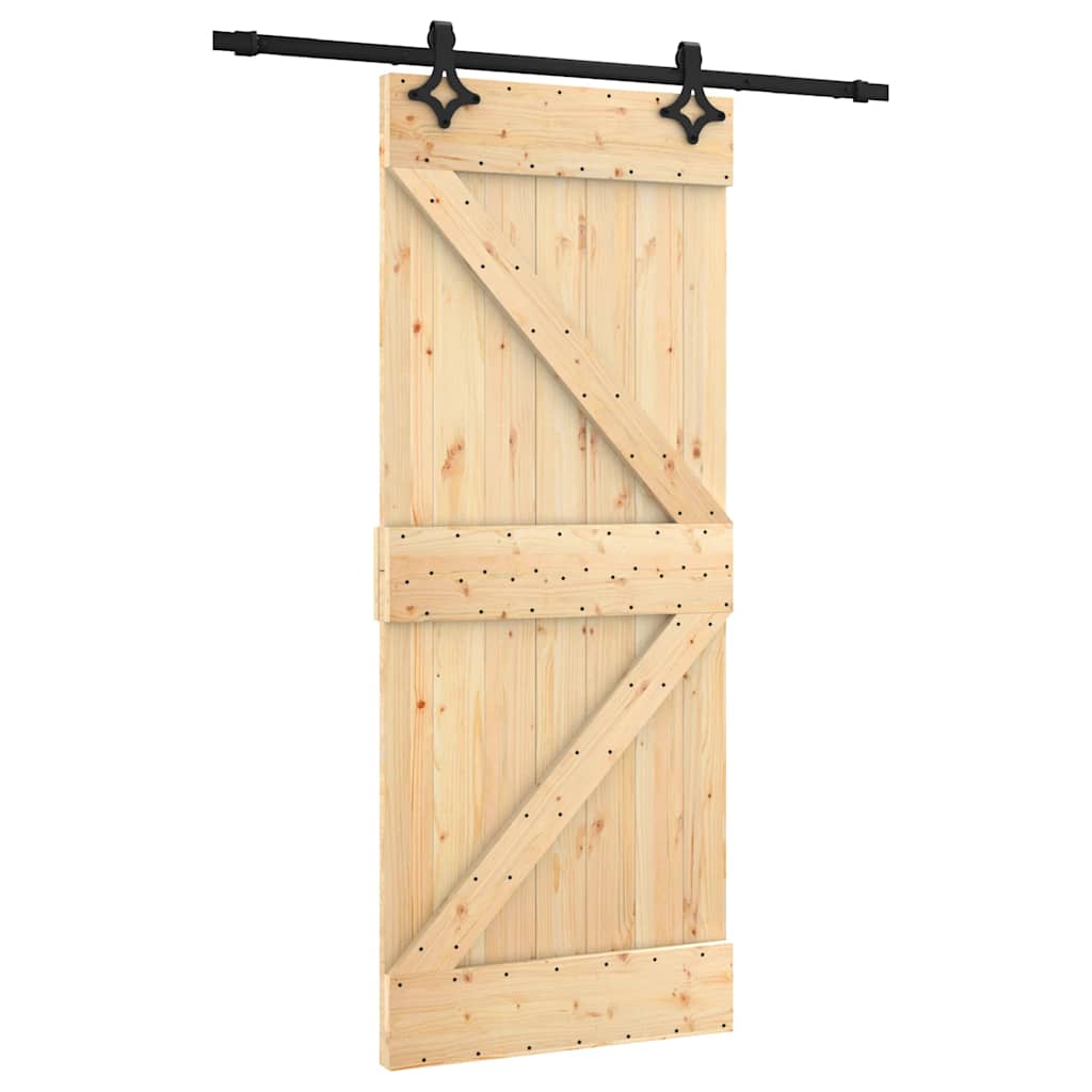 vidaXL Posuvné dveře s kováním 85 x 210 cm masivní borové dřevo