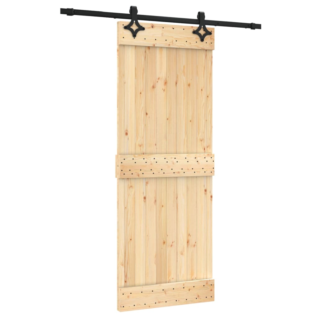 vidaXL Posuvné dveře s kováním 80 x 210 cm masivní borové dřevo