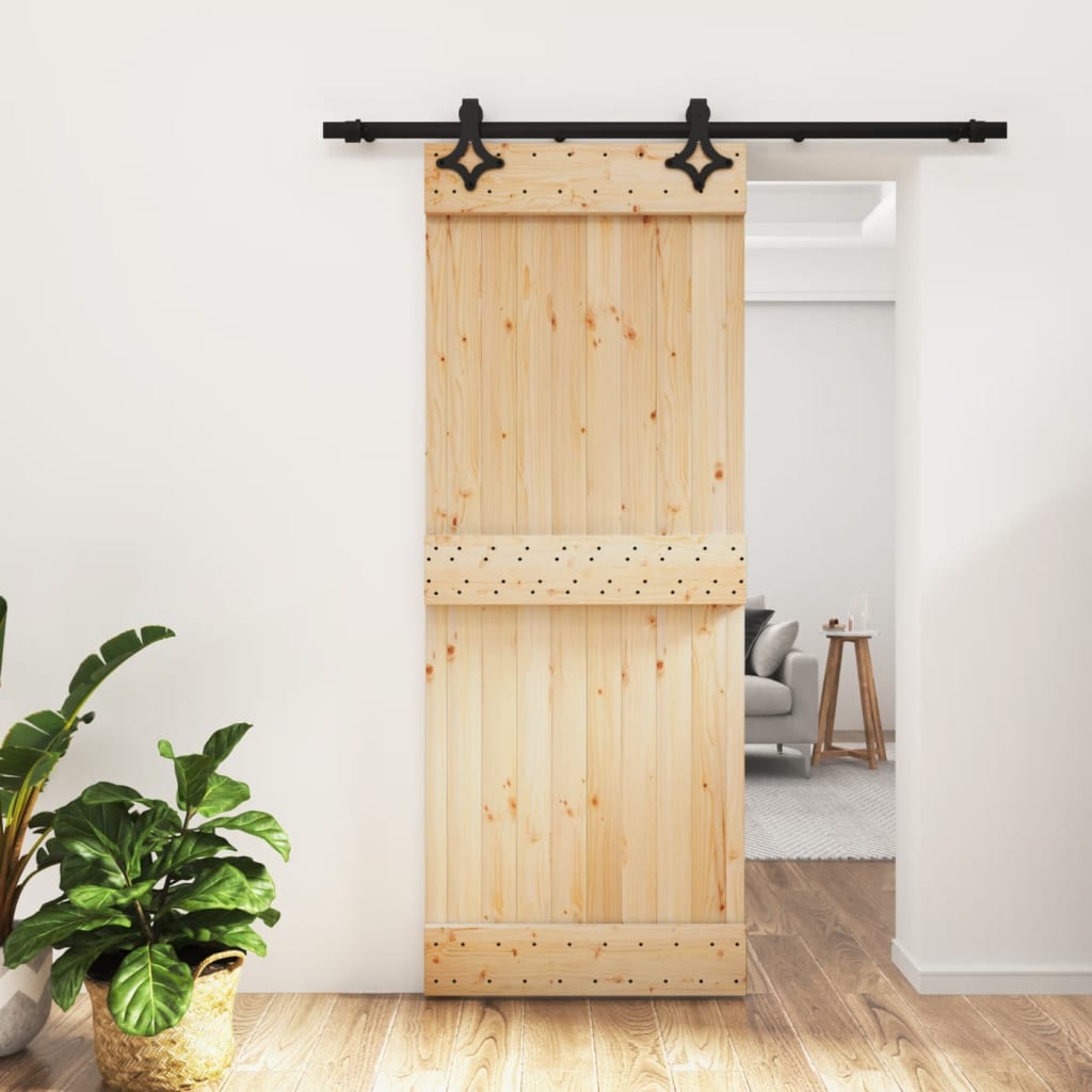 vidaXL Liukuovi asennustarvikkeineen 80x210 cm täysi mänty